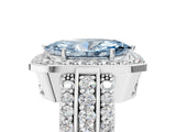 White gold Fancy Blue Marquise Cut Halo Diamond Ring with Round  Split Shank and Prong Setting_146