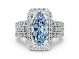 White gold Fancy Blue Marquise Cut Halo Diamond Ring with Round  Split Shank and Prong Setting_147