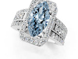 White gold Fancy Blue Marquise Cut Halo Diamond Ring with Round  Split Shank and Prong Setting_148