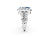 White gold Fancy Blue Marquise Cut Halo Diamond Ring with Round  Split Shank and Prong Setting_149