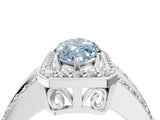 White gold Fancy Blue Marquise Cut Halo Diamond Ring with Round  Split Shank and Prong Setting_152