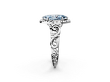 White gold Fancy Blue Marquise  Cut Halo Diamond Ring with Scrollwork Band and Four-Prong Setting_49