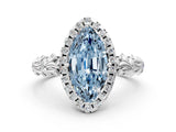 White gold Fancy Blue Marquise Cut Halo Diamond Solitaire with Filigree Band and Four-Prong Setting_24