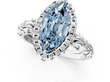 White gold Fancy Blue Marquise Cut Halo Diamond Solitaire with Filigree Band and Four-Prong Setting_25