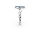 White gold Fancy Blue Marquise Cut Halo Diamond Solitaire with Filigree Band and Four-Prong Setting_26