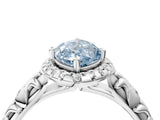 White gold Fancy Blue Marquise Cut Halo Diamond Solitaire with Filigree Band and Four-Prong Setting_28