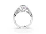 White gold Fancy Blue Marquise Cut Halo Diamond Split Shank Pave Ring_3