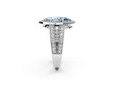 White gold Fancy Blue Marquise Cut Halo Diamond Split Shank Ring with Prong Setting_2
