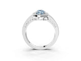 White gold Fancy Blue Marquise Cut Halo Diamond Split Shank Ring with Prong Setting_3