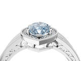 White gold Fancy Blue Marquise Cut Halo Diamond Split Shank Ring with Prong Setting_4