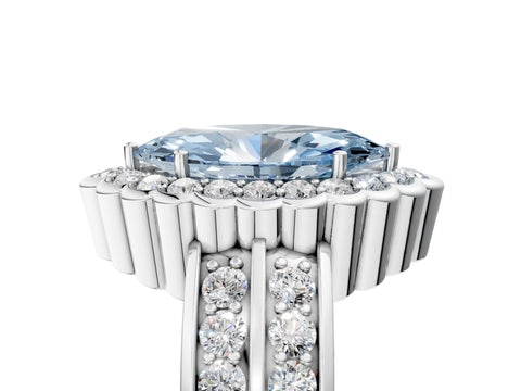 White gold Fancy Blue Marquise Cut Halo Diamond Split Shank Ring with Scalloped Prong Setting_17