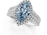 White gold Fancy Blue Marquise Cut Halo Pavé Diamond Engagement Ring with Split Shank and Four-Prong Setting_4
