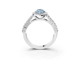 White gold Fancy Blue Marquise Cut Halo Pavé Diamond Engagement Ring with Split Shank and Four-Prong Setting_6