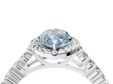 White gold Fancy Blue Marquise Cut Halo Pavé Diamond Engagement Ring with Split Shank and Four-Prong Setting_7