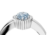 White gold Fancy Blue Marquise  Cut Halo Pave Band Four-Prong Ring_102