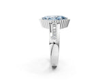 White gold Fancy Blue Marquise  Cut Halo Pave Band Four-Prong Ring_97