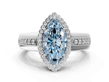 White gold Fancy Blue Marquise  Cut Halo Pave Band Four-Prong Ring_98