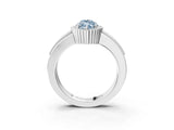 White gold Fancy Blue Marquise  Cut Halo Pave Band Four-Prong Ring_98