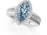White gold Fancy Blue Marquise  Cut Halo Pave Band Four-Prong Ring_99