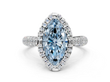 White gold Fancy Blue Marquise  Cut Halo Pave Band Four-Prong Setting Ring_37