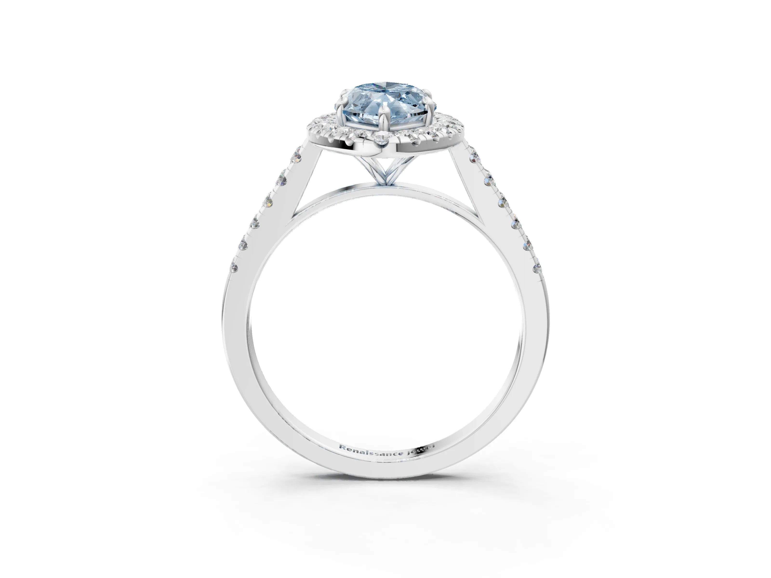 White gold Fancy Blue Marquise Cut Halo Pave Diamond Engagement Ring with Four-Prong Setting_15