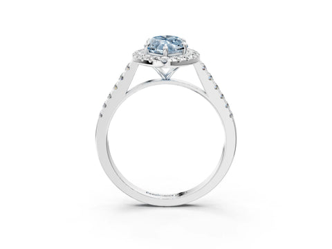 White gold Fancy Blue Marquise Cut Halo Pave Diamond Engagement Ring with Four-Prong Setting_15