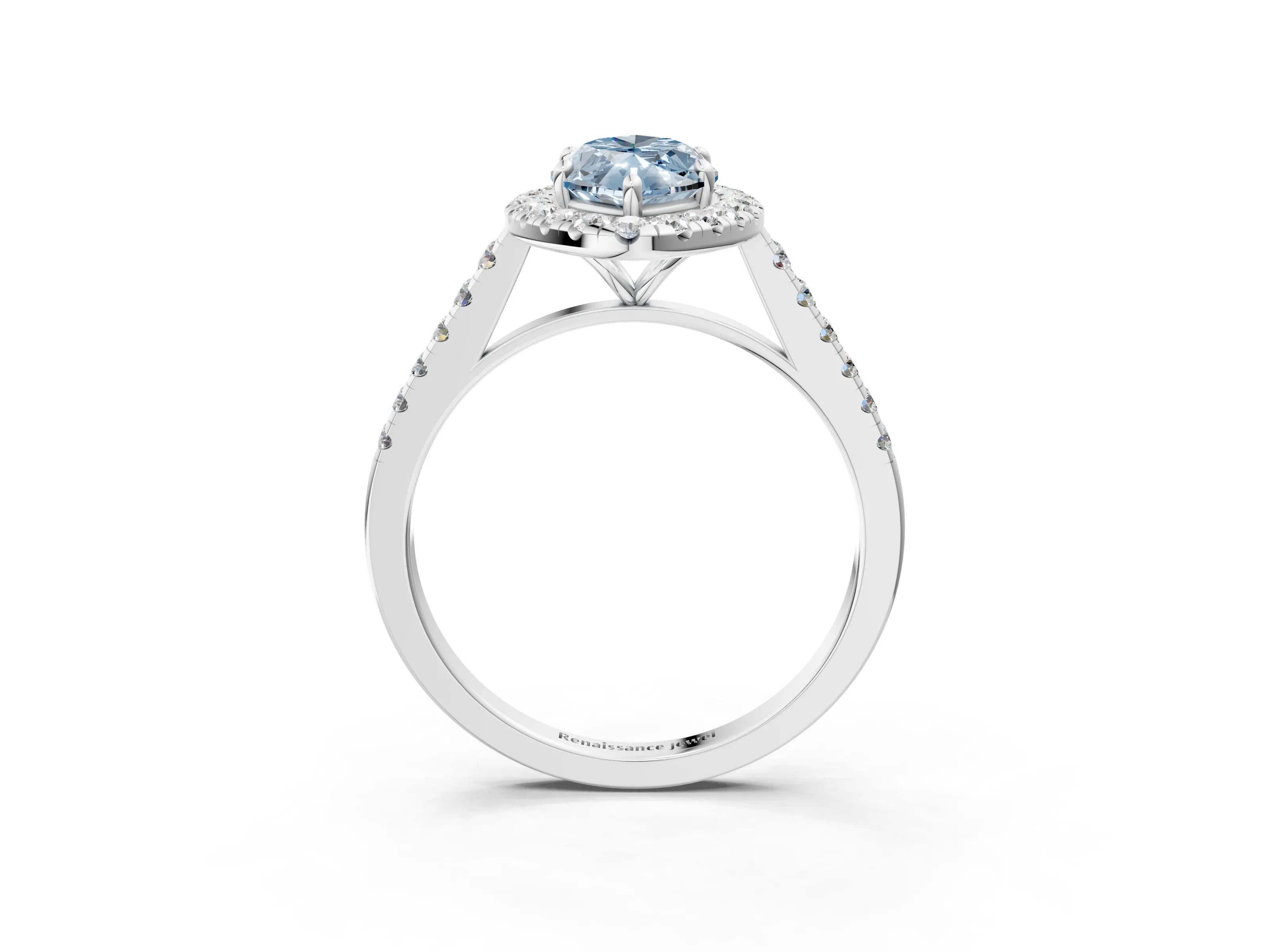White gold Fancy Blue Marquise Cut Halo Pave Diamond Engagement Ring with Four-Prong Setting_21