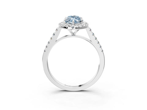 White gold Fancy Blue Marquise Cut Halo Pave Diamond Engagement Ring with Four-Prong Setting_23