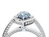 White gold Fancy Blue Marquise  Cut Halo Pave Split Shank Prong Setting Ring_36