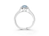White gold Fancy Blue Marquise Cut Halo Round Diamond Pavé Band with Four-Prong Setting_29