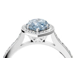 White gold Fancy Blue Marquise Cut Halo Round Diamond Pavé Band with Four-Prong Setting_31