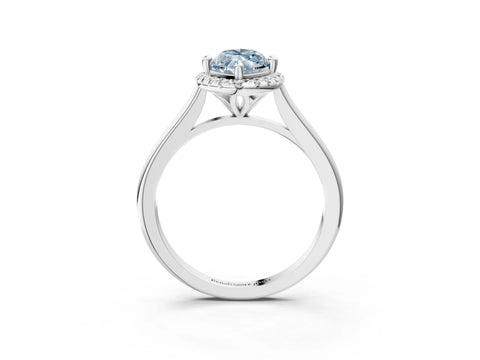 White gold Fancy Blue Marquise Cut Halo Round Diamond Solitaire Engagement Ring with Pave Band and Four-Prong Setting_27