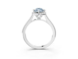 White gold Fancy Blue Marquise Cut Halo Round Diamond Solitaire Engagement Ring with Pave Band and Four-Prong Setting_28