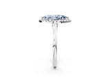 White gold Fancy Blue Marquise Cut Halo Round Diamond Solitaire Ring with Pavé Band and Four-Prong Setting_2