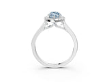 White gold Fancy Blue Marquise Cut Halo Round Diamond Solitaire Ring with Pavé Band and Four-Prong Setting_3