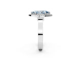 White gold Fancy Blue Marquise Cut Halo Round Diamond Twist Band with Four-Prong Setting_14