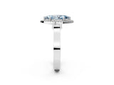 White gold Fancy Blue Marquise Cut Halo Round Diamond Twist Band with Four-Prong Setting_26