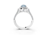 White gold Fancy Blue Marquise Cut Halo Round Diamond Twist Band with Four-Prong Setting_27