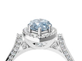 White gold Fancy Blue Marquise Cut Halo Round Diamond Twist Band with Four-Prong Setting_28