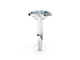 White gold Fancy Blue Marquise  Cut Halo Solitaire Engagement Ring with Square Band and Four-Prong Setting_129