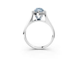 White gold Fancy Blue Marquise  Cut Halo Solitaire Engagement Ring with Square Band and Four-Prong Setting_129