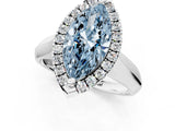 White gold Fancy Blue Marquise  Cut Halo Solitaire Engagement Ring with Square Band and Four-Prong Setting_91