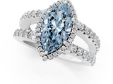 White gold Fancy Blue Marquise  Cut Halo Split Shank Diamond Ring with Four-Prong Setting_46