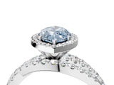 White gold Fancy Blue Marquise  Cut Halo Split Shank Prong Setting Ring_49
