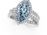 White gold Fancy Blue Marquise  Cut Halo Split Shank Prong Setting Ring_62