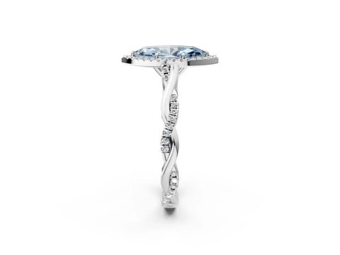 White gold Fancy Blue Marquise Cut Halo Twist Band with Four-Prong Setting_2