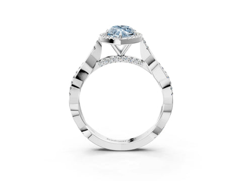 White gold Fancy Blue Marquise Cut Halo Twist Band with Four-Prong Setting_3