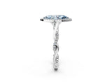 White gold Fancy Blue Marquise Cut Halo Twist Band with Four-Prong Setting_86