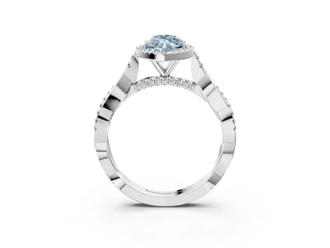 White gold Fancy Blue Marquise Cut Halo Twist Band with Four-Prong Setting_87