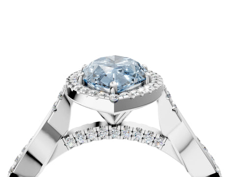White gold Fancy Blue Marquise Cut Halo Twist Band with Four-Prong Setting_88